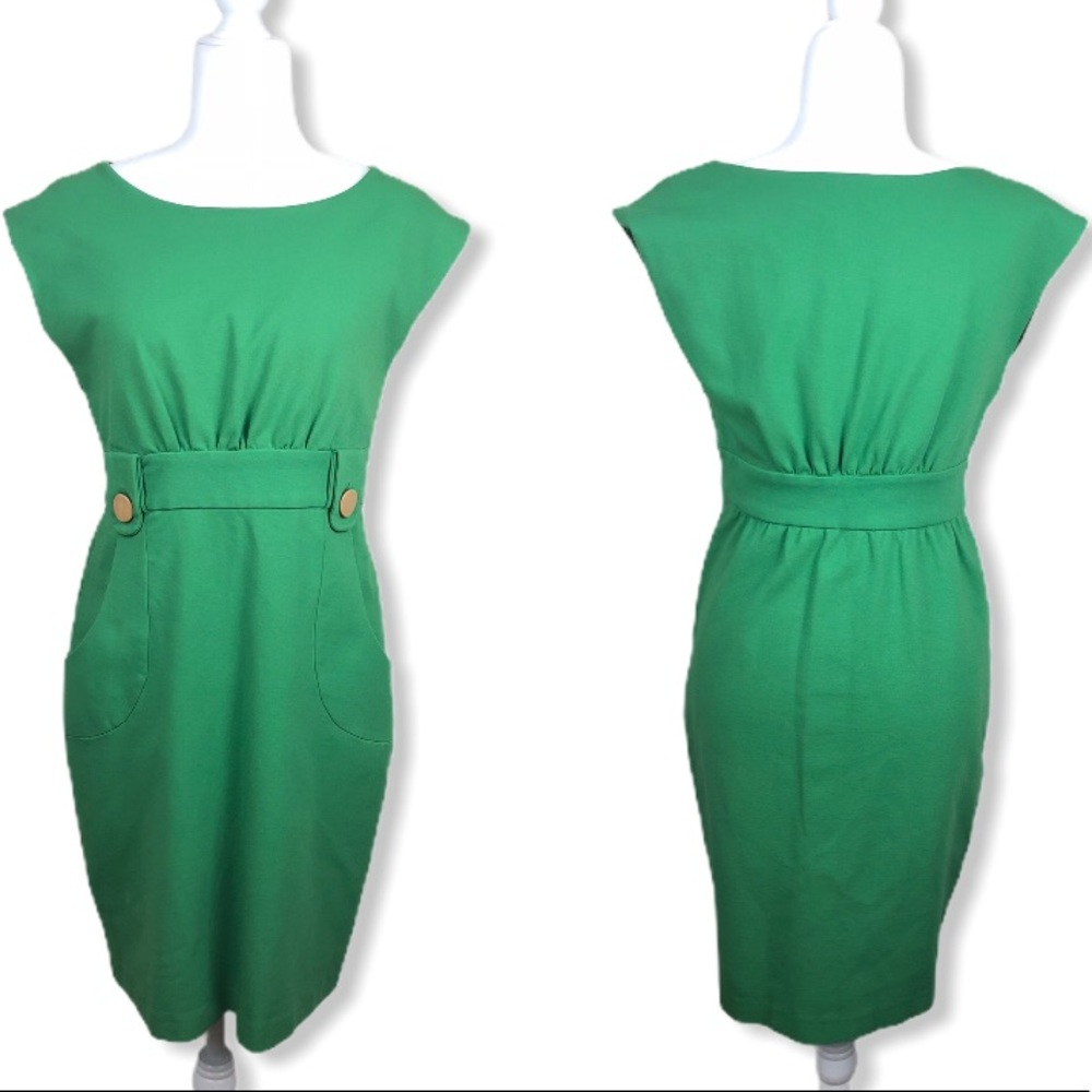 Tibi green large front button pockets dress
